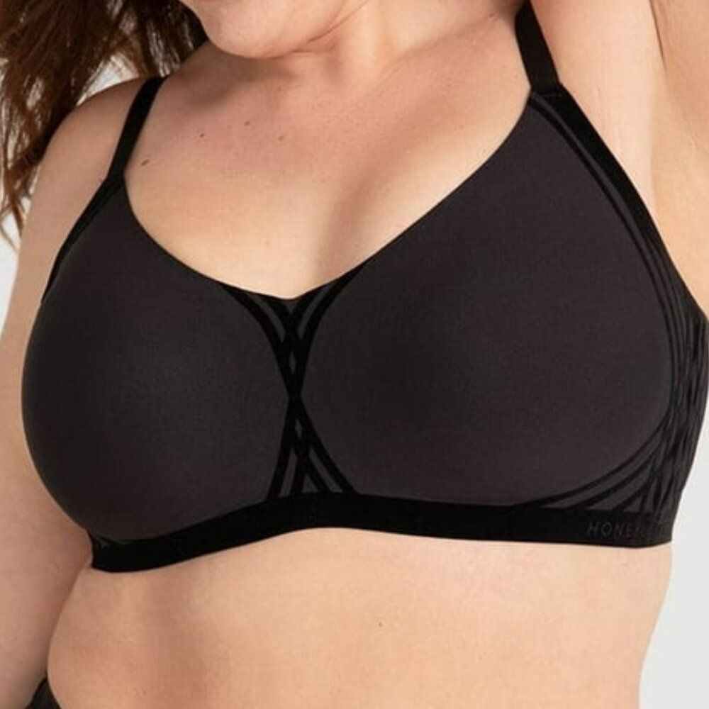 HONEYLOVE Black Silhouette Seamless Underwire Bra Velvet Support Size 1X